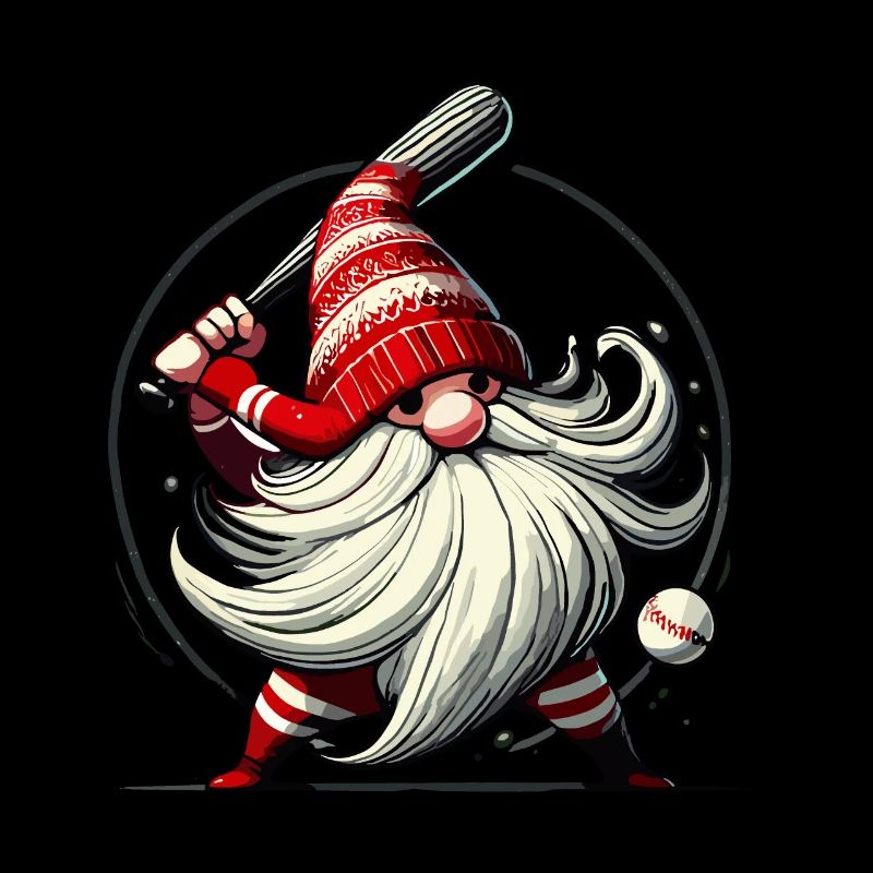 Gnome de baseball de Noël avec batte de baseball