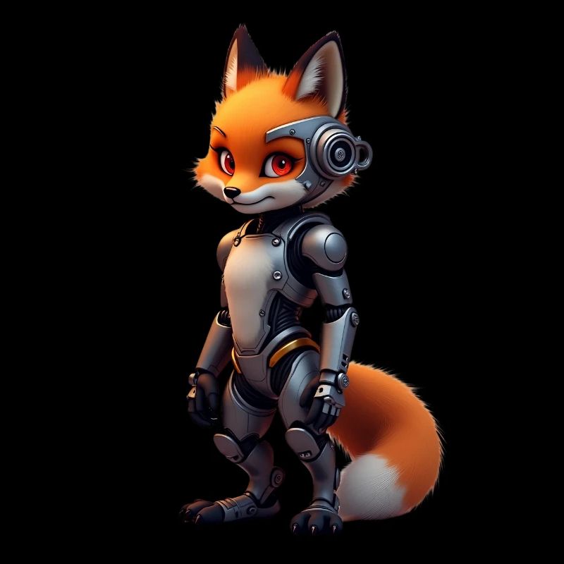 Lustiger Roboter Fuchs Cyborg Tier Fox Süßer Fuchs