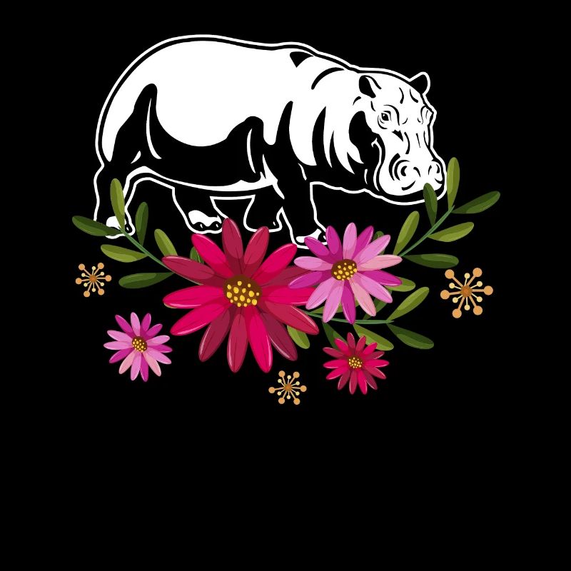 Hippo With Flowers
