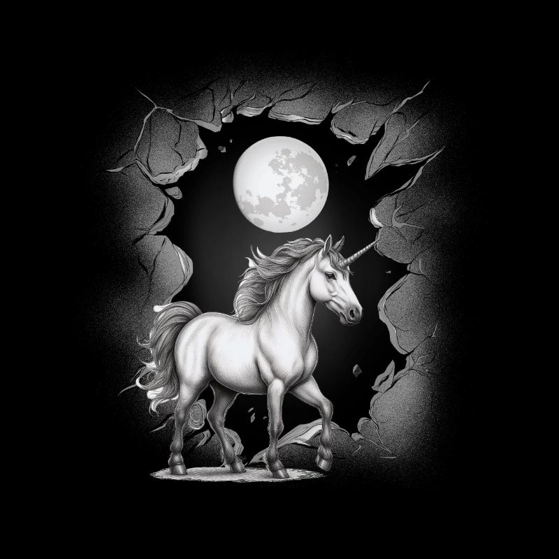 Fabelwesen Pferd Pferde Einhorn Einhörner Mond