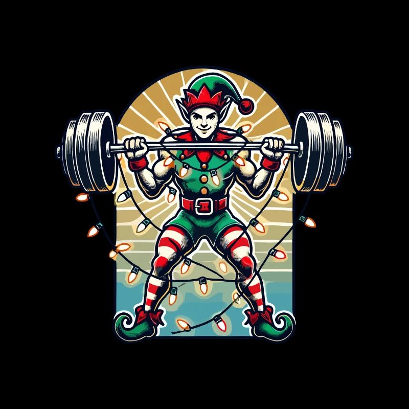 Christmas Gym Elf With Dumbbell Training