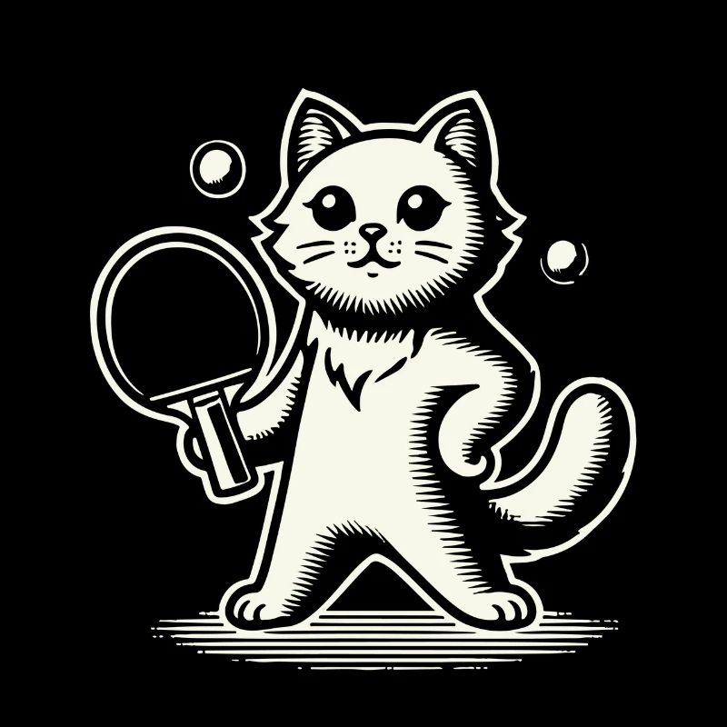 Cute cat playing table tennis