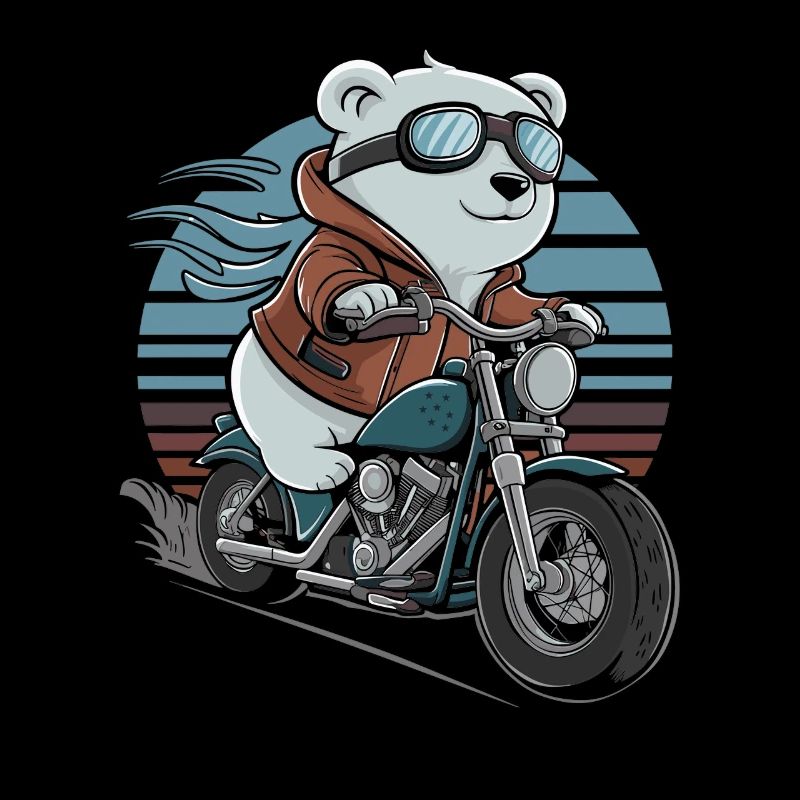 Bear on Motorcycle Adventure Retro Style