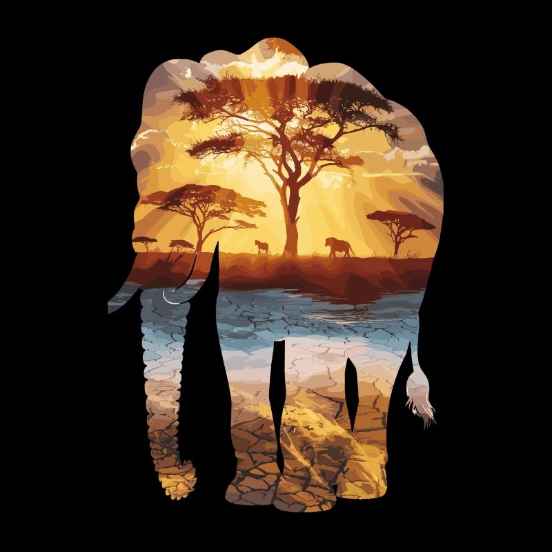 Majestueuse silhouette d’éléphant de savane avec