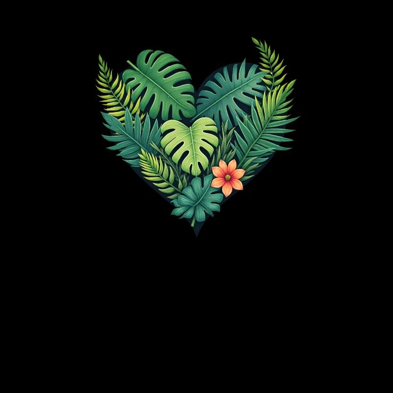 Coeur tropical feuillage floraison