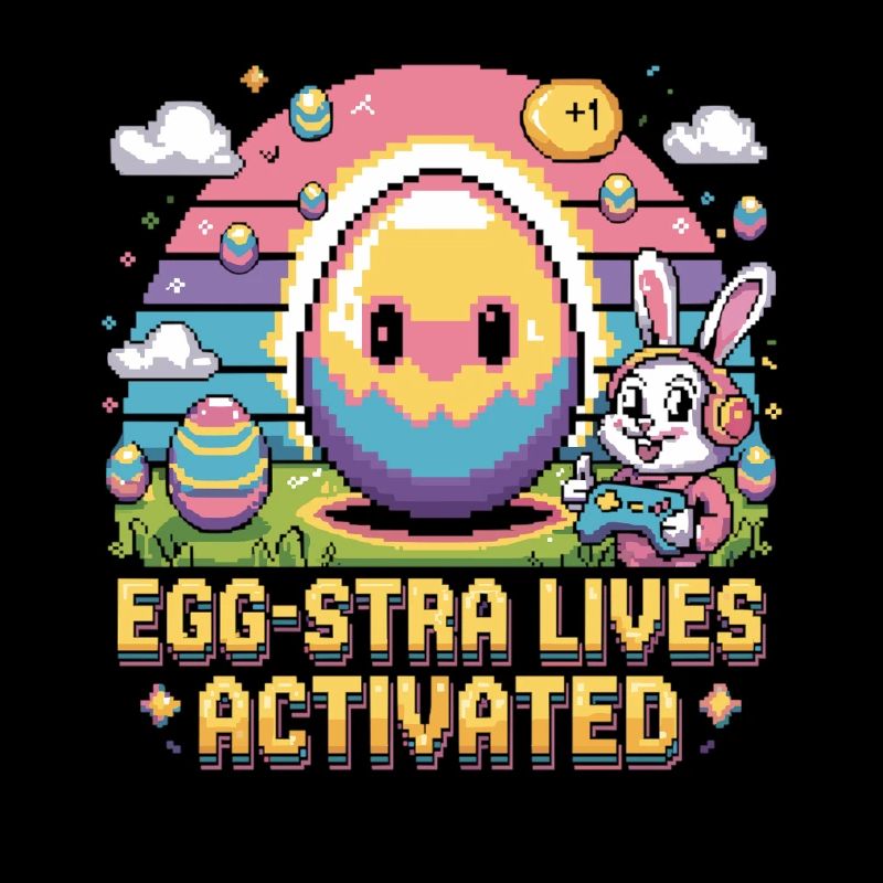 Easter Gamer Bunny Pixel Style