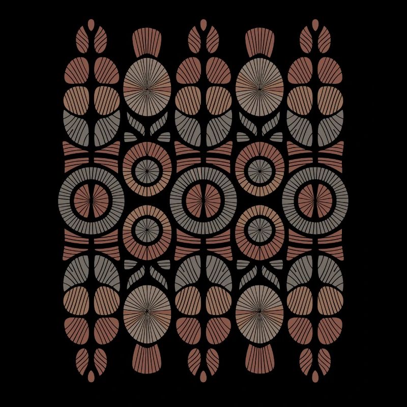 African Boho Pattern Circles and Leaves