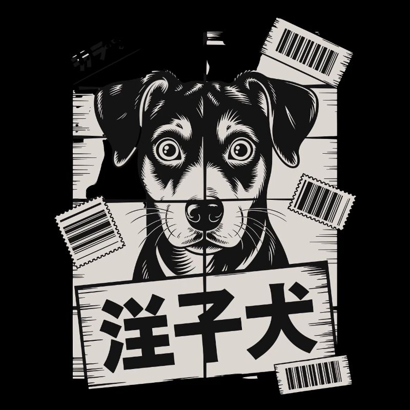 Chien mignon avec affiche de code-barres