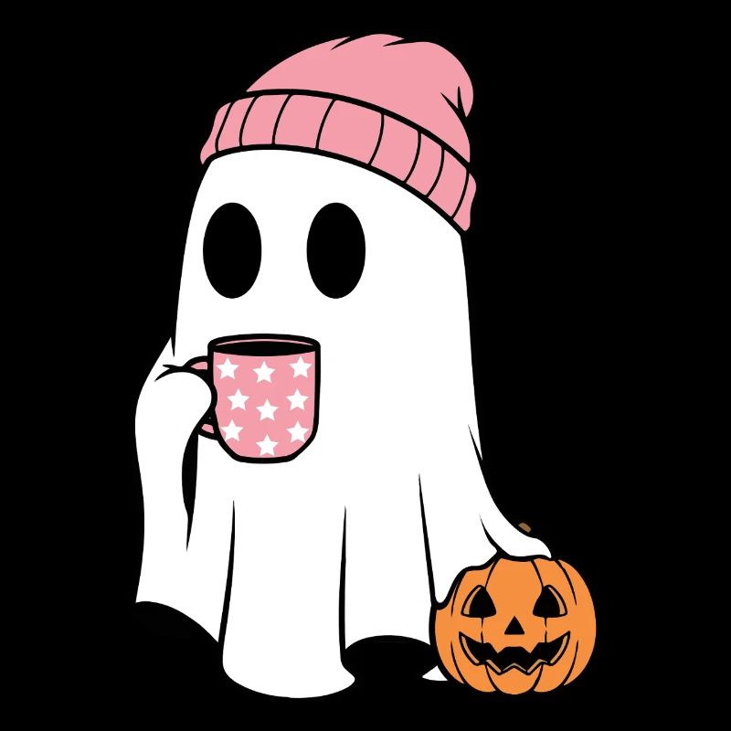Cute Ghost Drinking Coffee Lover
