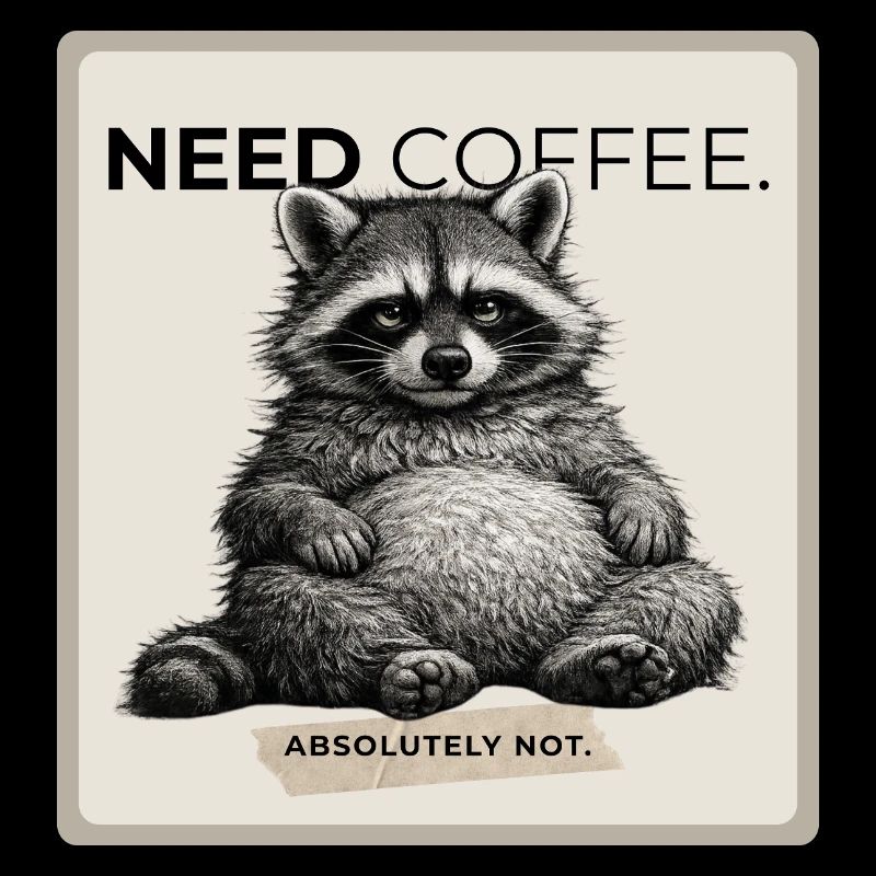 Need Coffee Lazy Raccoon Meme