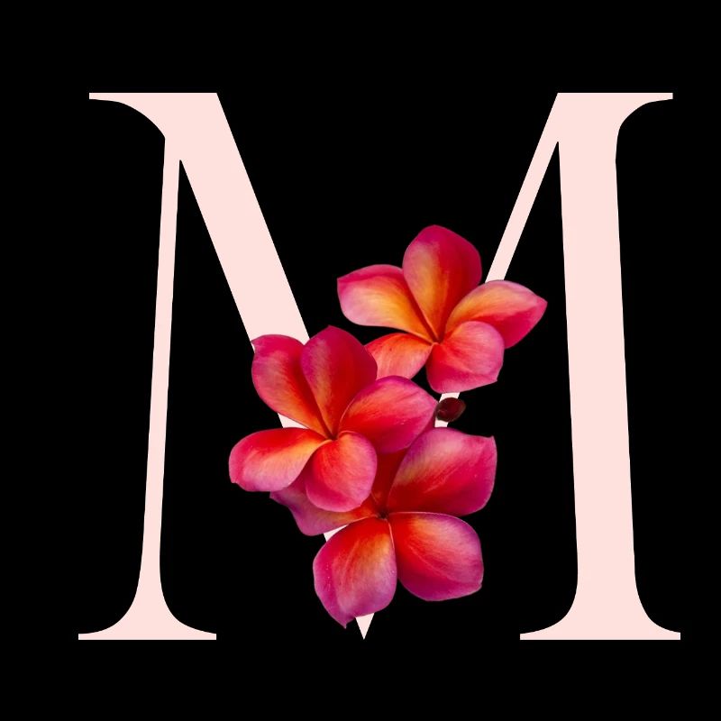 Monogramm M mit Pinker Blüte
