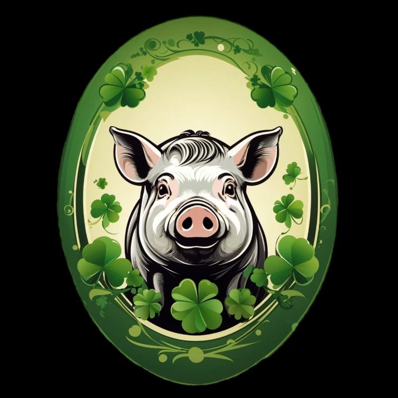 Cochon chanceux avec trèfles