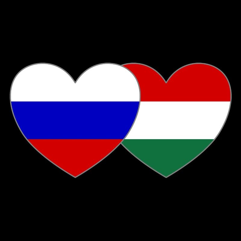 Russie Hongrie Drapeau Cœur