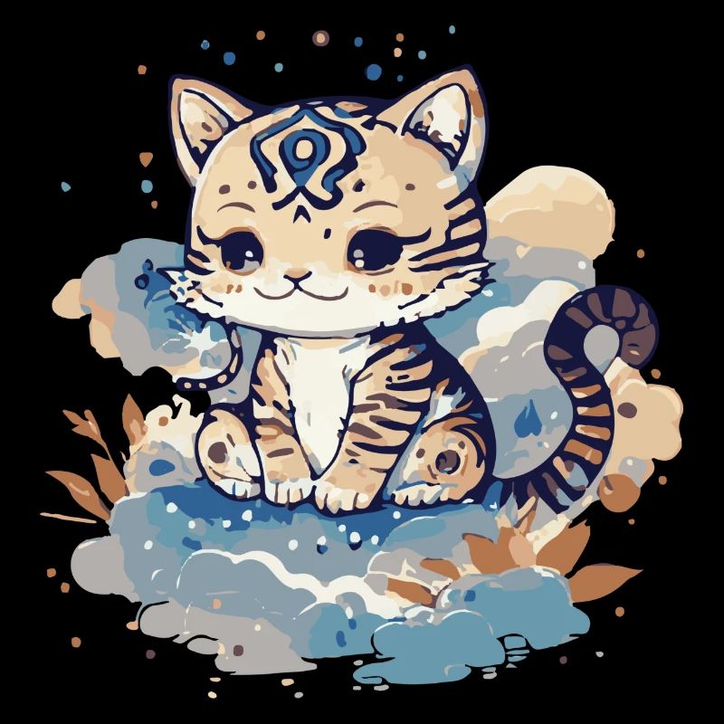 Petit bébé chat sur les nuages.