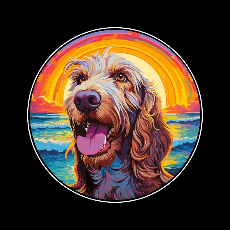 Spinone Italiano Hunderasse Bunte Karikatur Wasserc