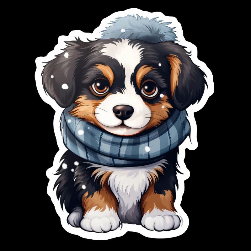 Chiot Bouvier bernois en hiver