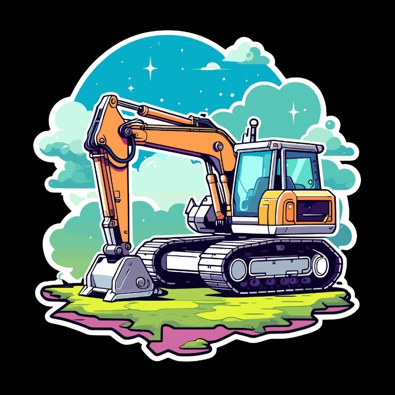 Excavator Construction Site Drawing