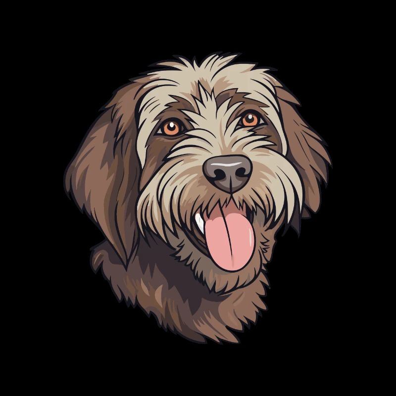 Wirehaired Pointing Griffon Dog Breed Watercolor C