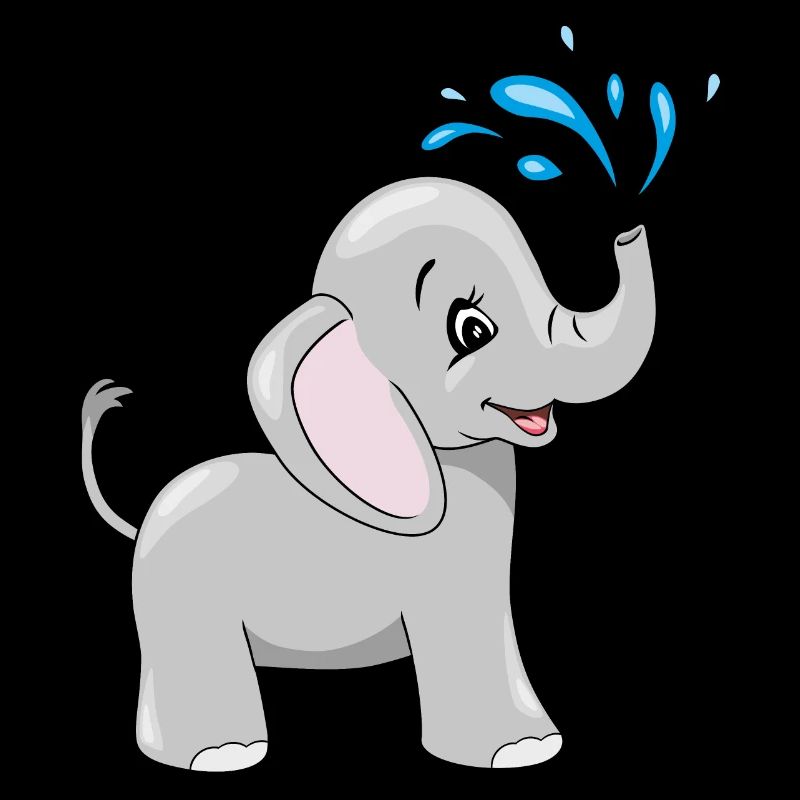 Cute baby elephant bathing