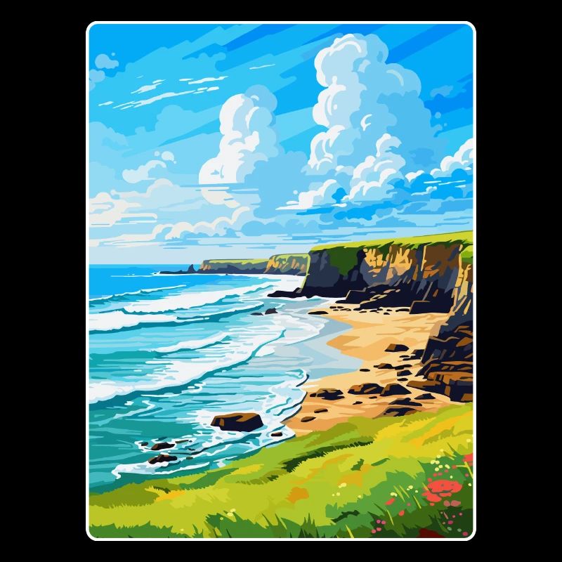 Bude, Cornouailles, Angleterre, Royaume-Uni, Affiche de voyage, Souvenir