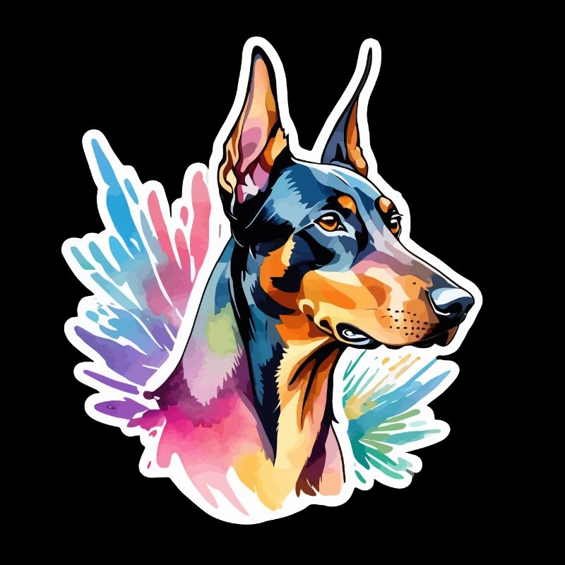 Dobermann Wasserfarben