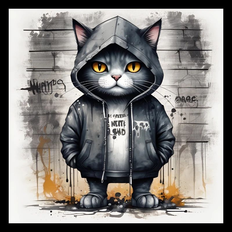 Chat graffiti en sweat à capuche