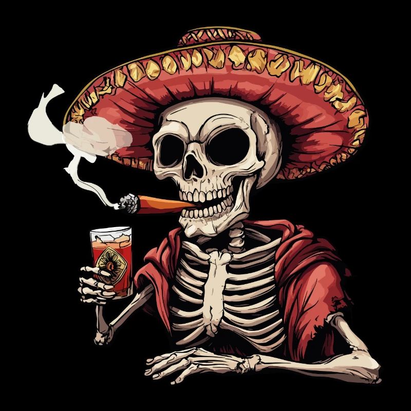 Skeleton Skull Skull Cigar Liquor