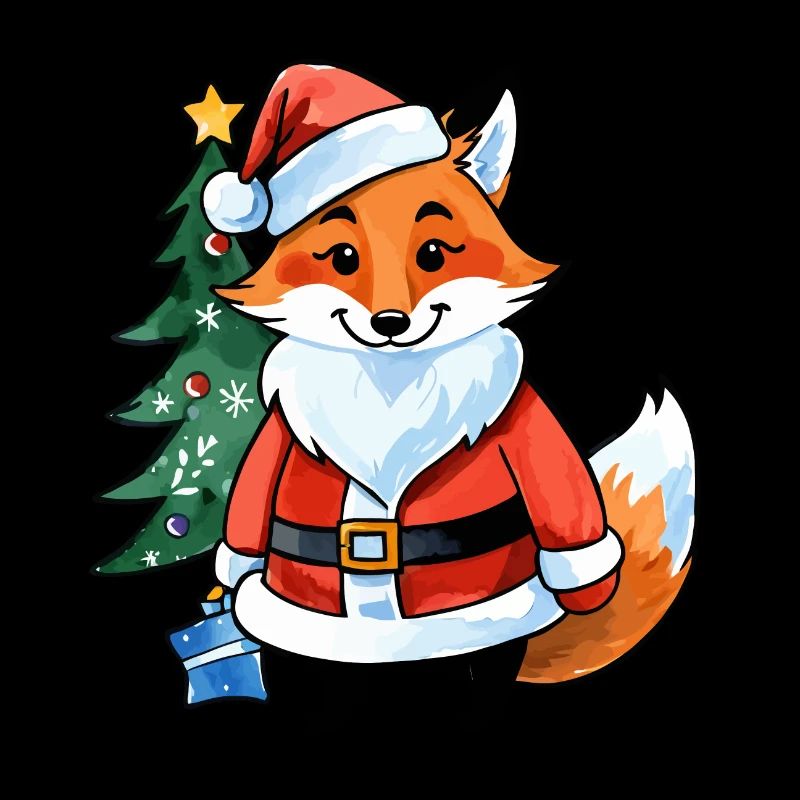 Fuchs Weihnachten Wasserfarben