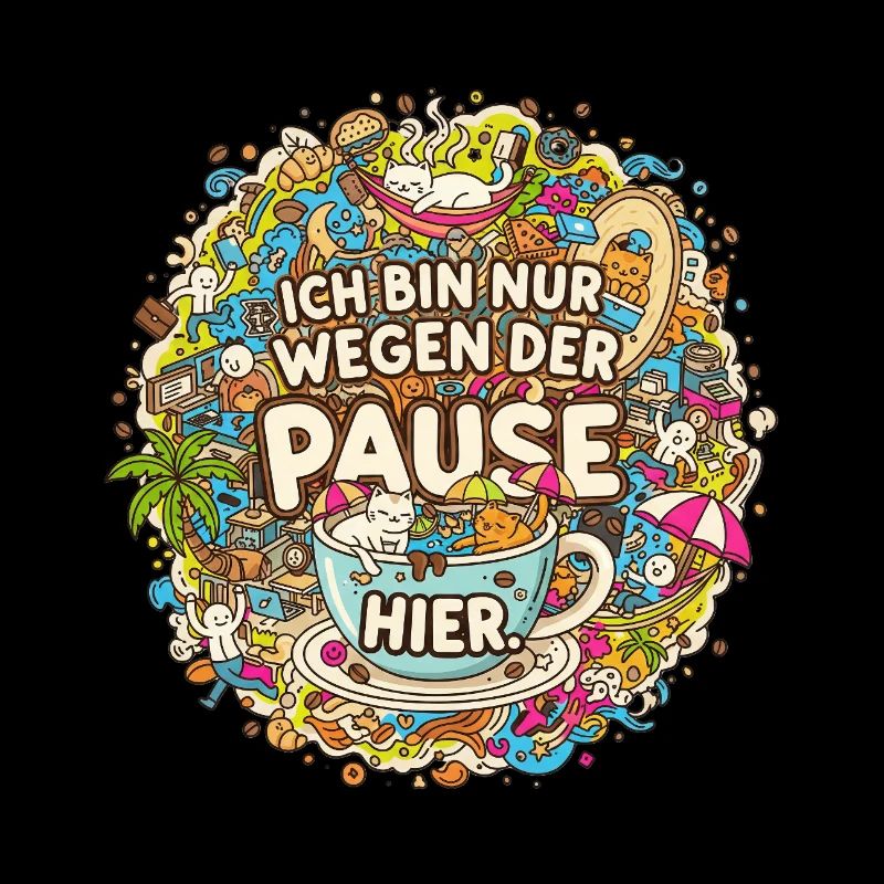 Ich bin nur wegen der Pause hier | Kaffee Doodle