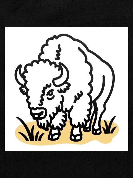 Bisons sur herbe jaune