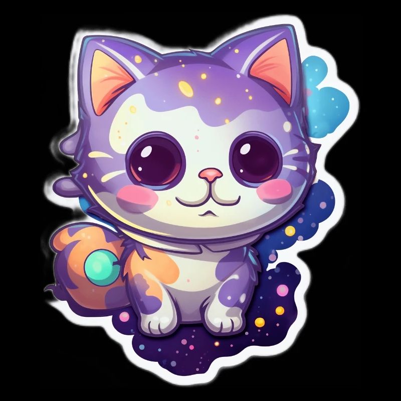 Mignon chat de dessin animé flottant dans l’espace