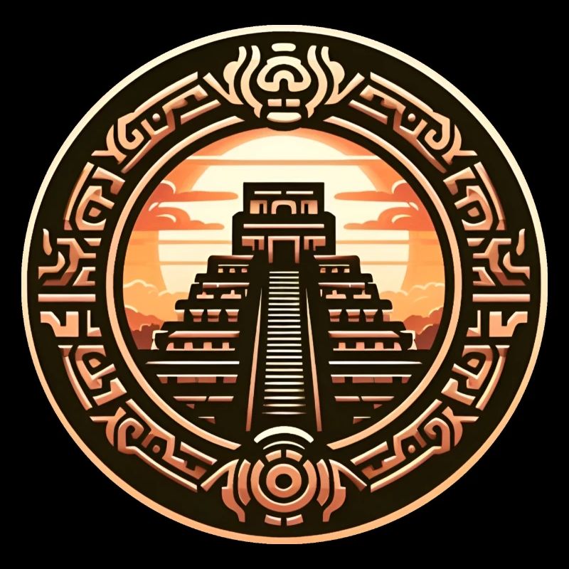 Azteken Maya Pyramide Antike Kultur Gold Design