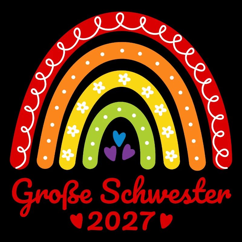 Große Schwester 2027 Boho Regenbogen bunt