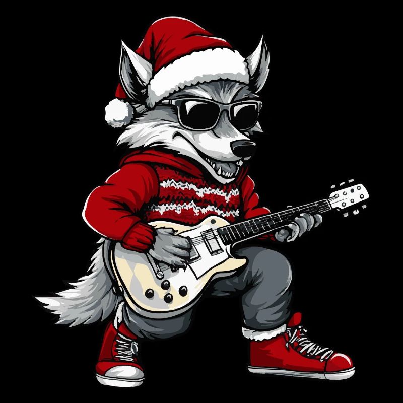 Wolf Christmas Guitar