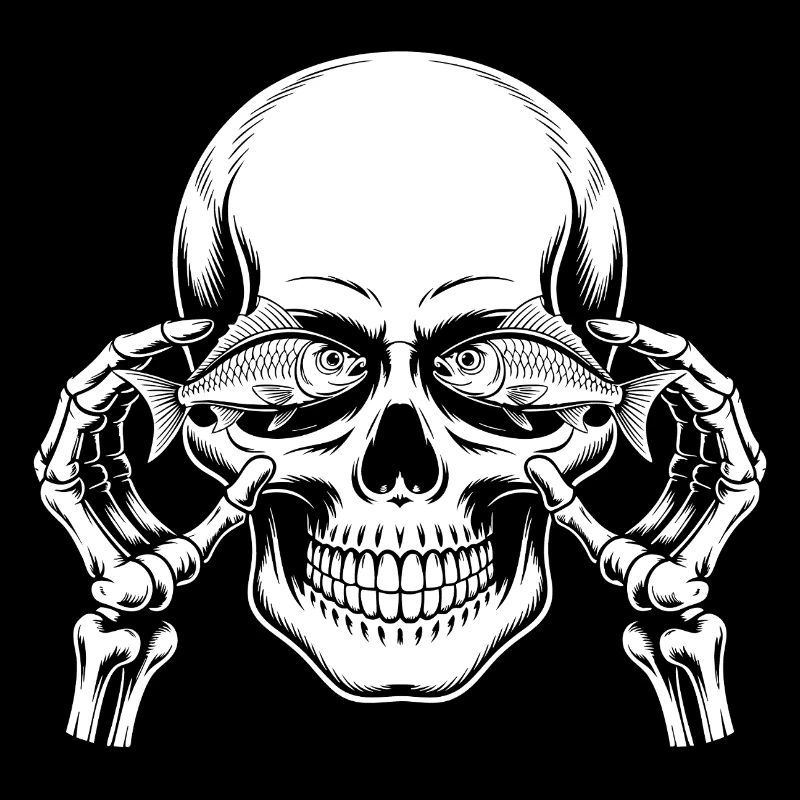Skull motif with fish