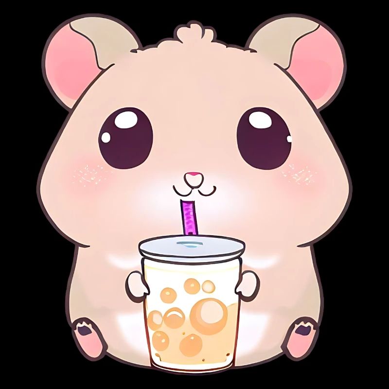Kawaii Hamster with Bubble Tea