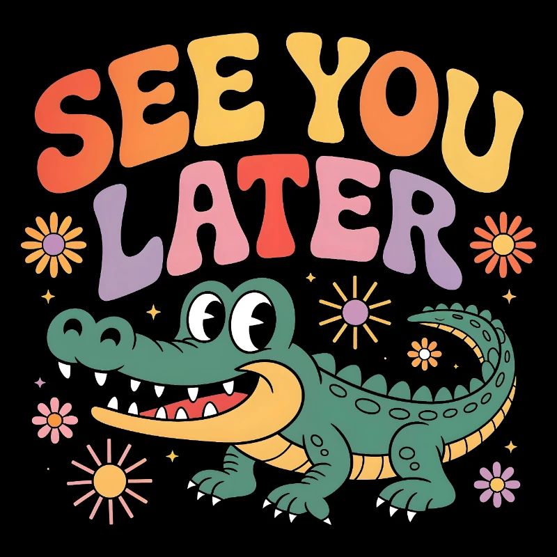 Bis später Alligator retro niedlich
