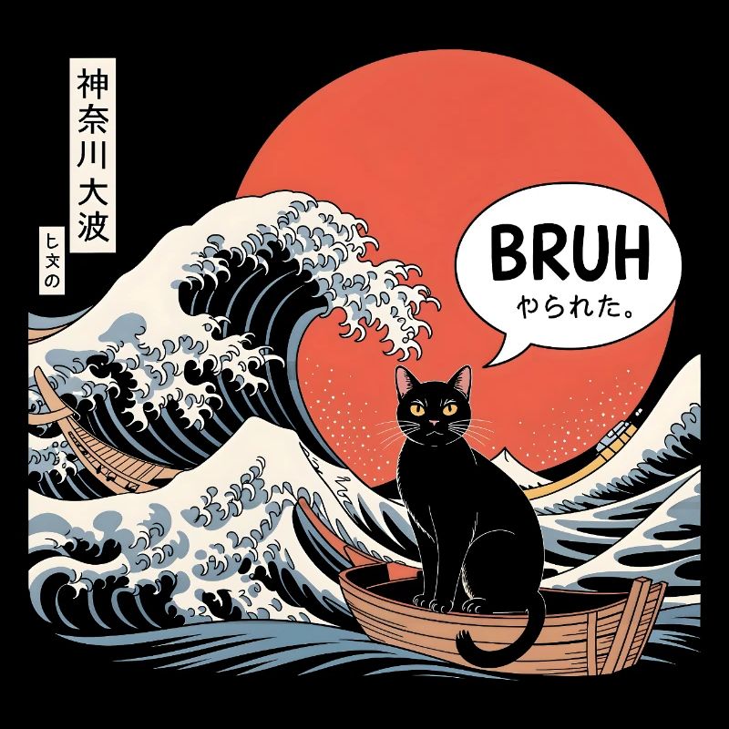 Bruh Cat Japanese Wave Aesthetic