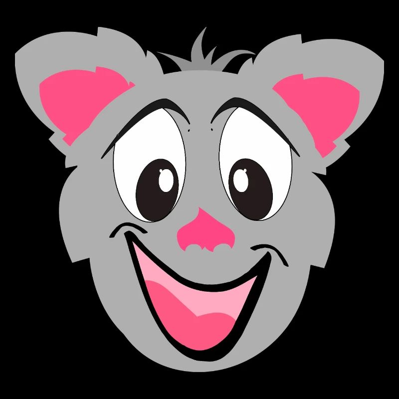 Visage de dessin animé de chat Kawaii gris