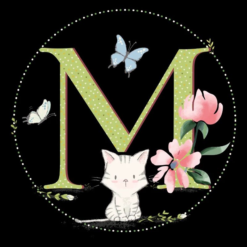 Lettre initiale M avec chat