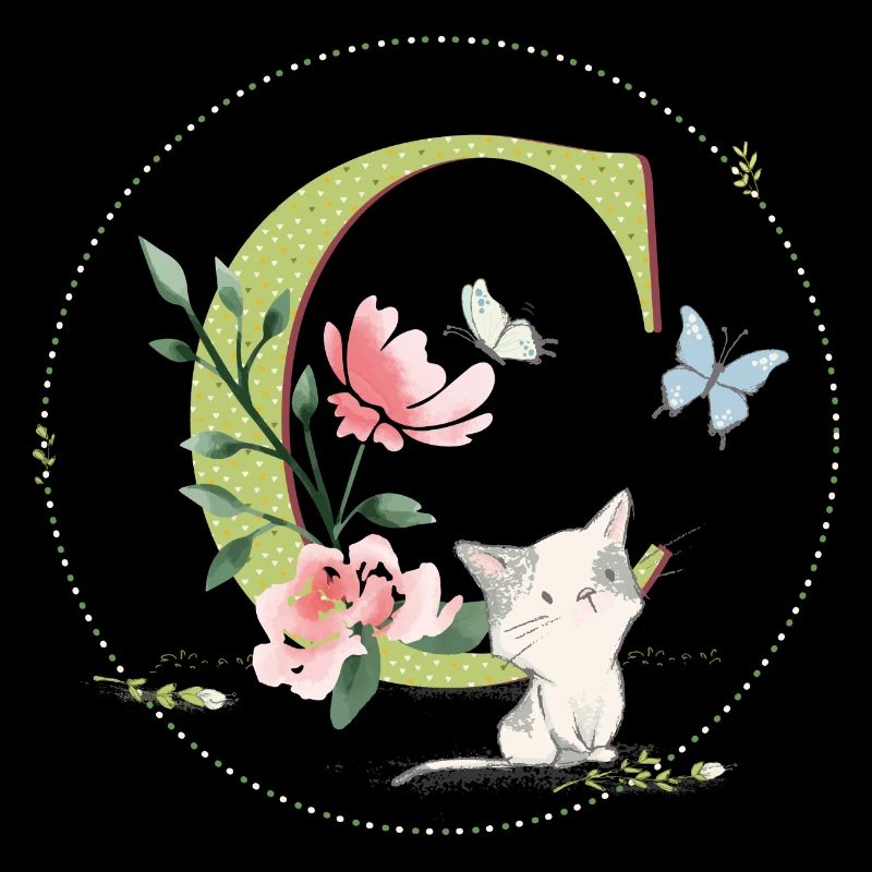 Lettre initiale C avec chat