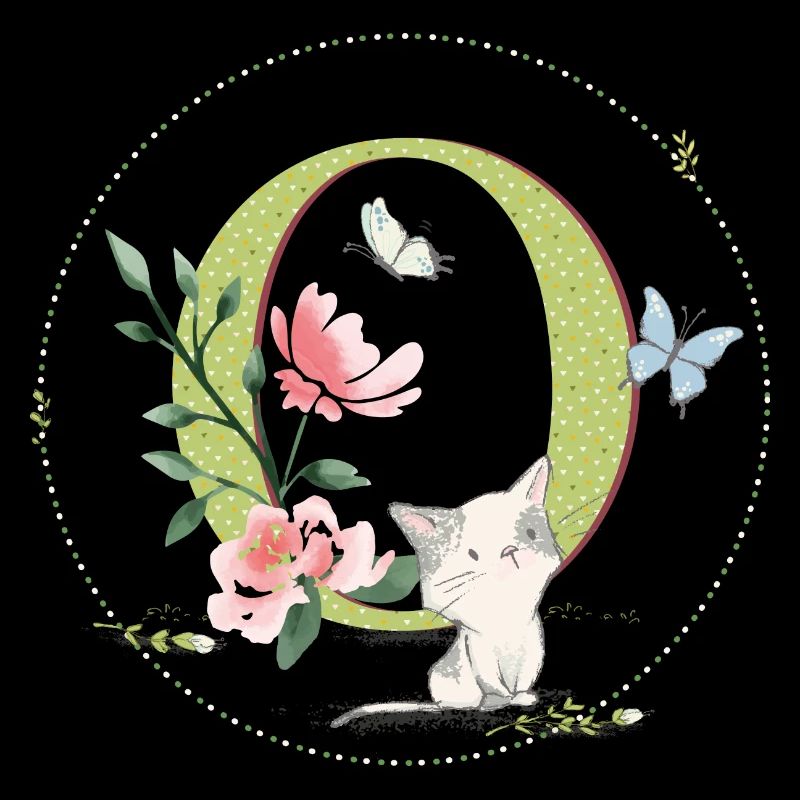 Anfangsbuchstabe O mit Katze