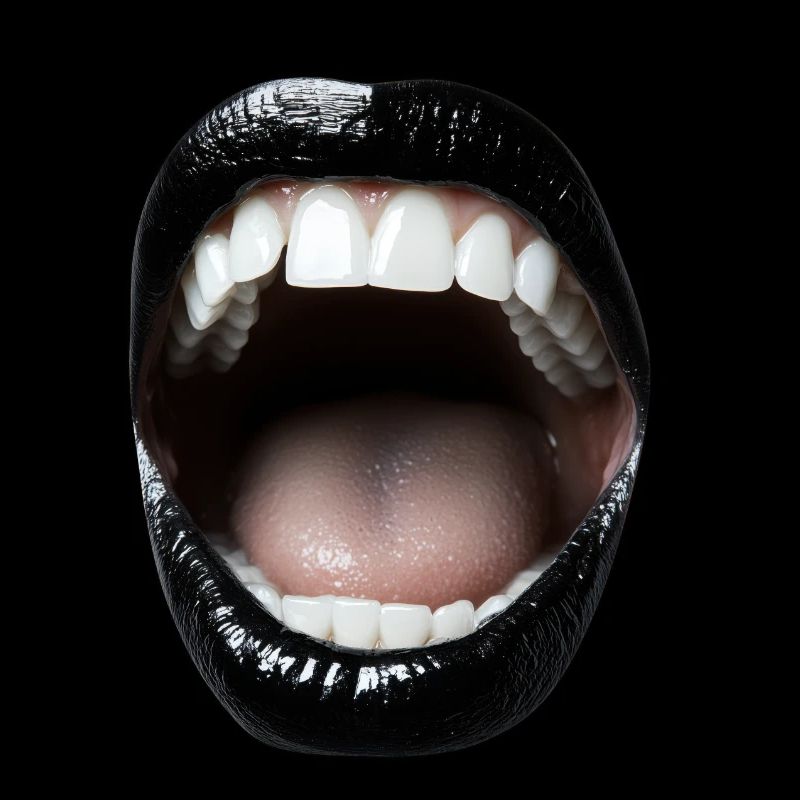Open mouth with black lipstick