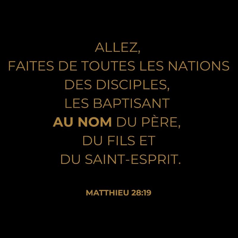 MATTHIEU 28 : 19 - VERSET DE LA BIBLE - Couleur or