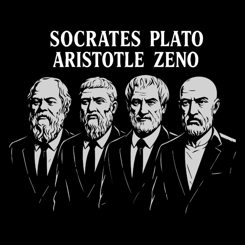 Penseurs Socrate, Platon, Aristote, Zénon en couleur