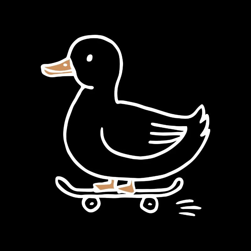 Funny duck on a skateboard for skaters