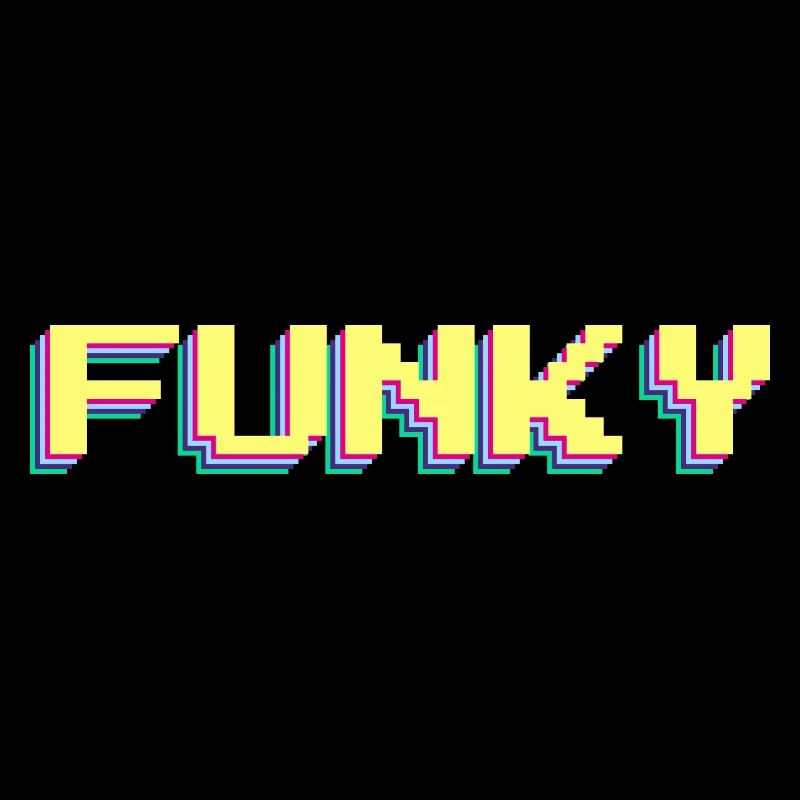 Funky 90er Pixel Wort Bunt