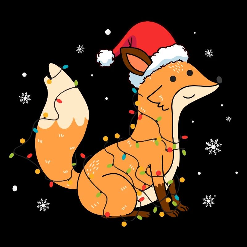 Renard avec bonnet de Père Noël