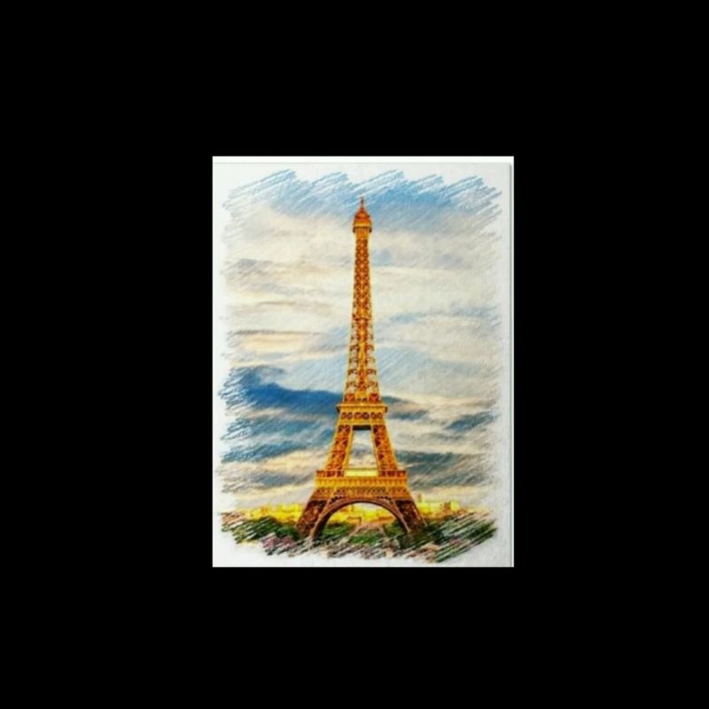Watercolour Eiffel Tower Skyline Art