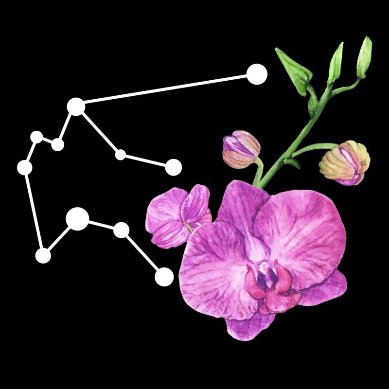 Constellation du Verseau avec orchidées aquarelles